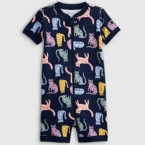 Quince Baby Girl Size 6-9 Month Shortie Cat Pajamas + Honest Baby Ruffle Onesie